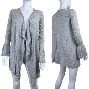 Moth Lyra Women Size S Wool Cashmere Speckled Gray Bell Sleeve Cardigan Sweater